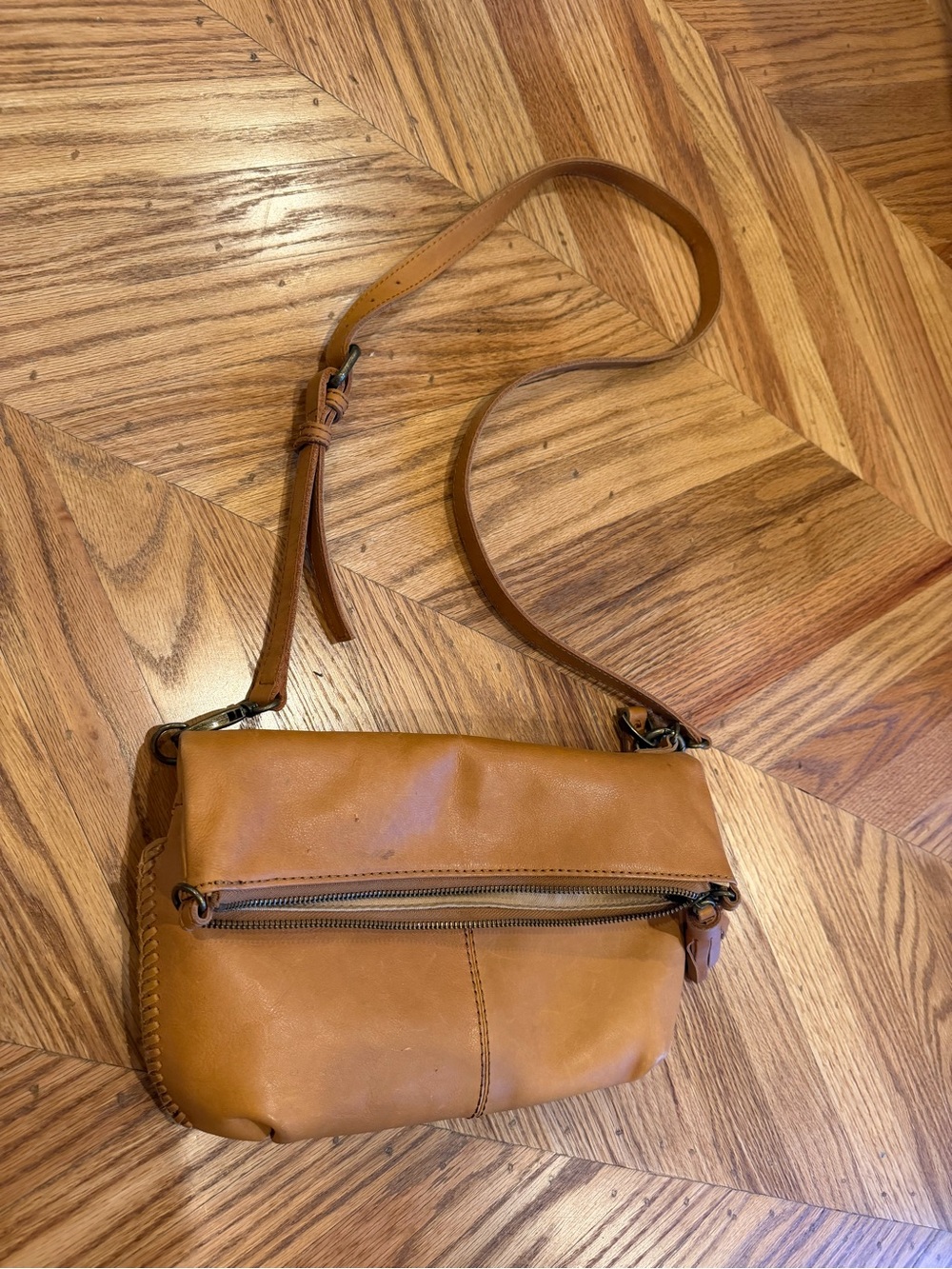 Lucky Brand Tan Leather Crossbody Bag Boho Leather Purse - Picture 8 of 9